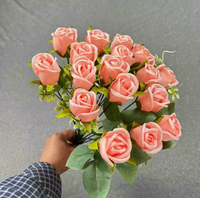 Simulatie 18 Rozen Pioenroos Bouquet Realistisch Kunststof Kunstbloemen Binnen Bloemen Ecologisch voor Bruiloftdecoratie