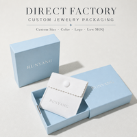 Boîte à bijoux en papier bleu clair personnalisée OEM avec ouverture à tiroir et pochette à bouton pour les détaillants, les grossistes et les boutiques de bijoux