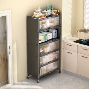 Soporte de suelo para horno <span class=keywords><strong>microondas</strong></span> con ruedas, diseño moderno, estante de almacenamiento para plantas y cocina - Product Image 4