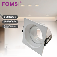 Support de Downlight Carré LED FOMSI Blanc Noir à Angle Réglable pour Ampoules LED MR16, Boîtier de Lampe LED, Cadre de Spot LED GU10 MR16