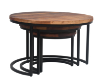 Tables gigognes en bois massif pour petit salon moderne, style industriel, ensemble de 3 tables basses, meubles de salon, meubles pour la maison