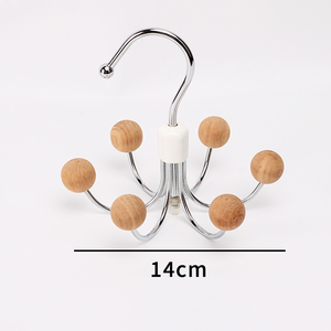 Drehbare Metall Holz Schmuck Organizer Gürtel Tanktop Lager regal 6 Klauen Holz Haken Geldbörse Gürtel BH Kleiderbügel - Product Image 5