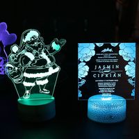 Tarjeta acrílica led para decoración navideña, tarjeta de menú de boda con luz diferente con soporte