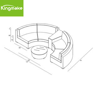 الأكثر مبيعًا أثاث مستدير من الخوص الروطان أرائك حدائق خارجية مقطعية للبيع - Product Image 5