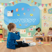 Tableau Blanc Interactif Magnétique UCI Art Déco Étanche pour Enfants, Autocollant Mural Réutilisable Effaçable pour Maternelle