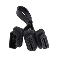 Pita datar tebal 16 Core 1 laki-laki ke 2 perempuan 2 in 1 24V sudut kanan profil rendah 30 CM kabel adaptor OBDII kabel diagnostik OBD2
