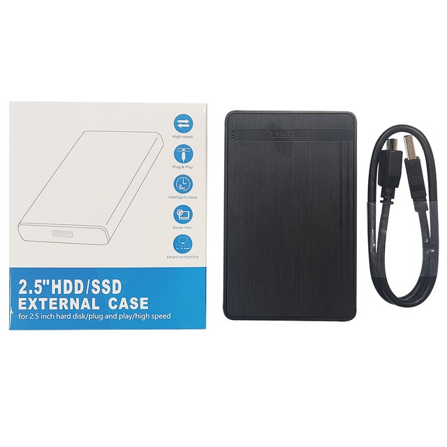 2.5 Inch SATA SSD HDD Enclosure USB 3.1 External Hard Drive Case Portable Plastic Storage Box for Laptop PC Data Transfer