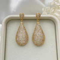 Boucles d'oreilles pendantes de luxe en zircon cubique pavé, forme goutte d'eau, pour femme, élégantes, pour mariage, cristal en forme de goutte d'eau