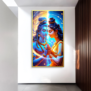 Nude Crystal Canvas <strong>Art</strong> of Hindu Gods Couple Lord <strong>Krishna</strong> and Goddess Radha for Modern Wall Decor - Product Image 2