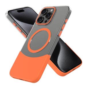 Buona qualità trasparente forte magnetico guscio del telefono rigido superiore e <span class=keywords><strong>inferiore</strong></span> Splicing colore corrispondente custodia del telefono per Iphone 16 15 14 - Product Image 1