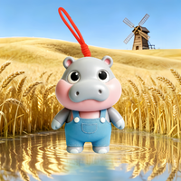 Mini hippopotame souple en forme de squishy, boîte mystère, porte-clés, jouet sensoriel à remontée lente, objet de collection pour bureau