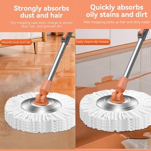 Bộ lau nhà xoay 360 độ với xô tách nước, cán kim loại, sợi microfiber, dùng cho vệ sinh sàn nhà - Product Image 5