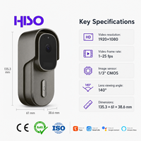 Sonnette vidéo intelligente pour porte d'entrée avec WiFi, 1920x1080, H264, H265, vision nocturne ICR 140 degrés, 25 ips, audio full duplex et détection de présence
