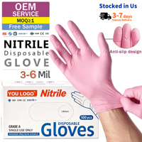 Sarung Tangan Nitril Pink 510K AQL 1.5 3-6Mil Sekali Pakai Bebas Bubuk Bebas Lateks untuk Kebersihan Rumah Tangga Pekerjaan Dapur OEM