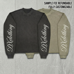 Fabricant de sweat-shirts en tricot gaufré lourd 350 g/m² sur mesure |   Effet délavé vintage |   Sleeve Script Graphic Série Tier-1 Atelier - Product Image 1