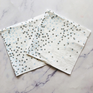 Lot de vaisselle <span class=keywords><strong>jetable</strong></span> nouveau Style, ensemble d'assiettes en papier <span class=keywords><strong>bleu</strong></span>, serviettes, tasses à points argentés pour décorations de fête d'anniversaire et de mariage 44 pièces - Product Image 6