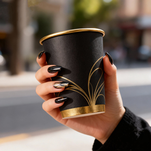 Custom Printed Elegant Gold Foil Stamping Coffee <b>Cups</b> 8oz 10oz 12oz 20oz Double Wall Disposable Takeaway Tea Paper <b>Cups</b> - Product Image 2