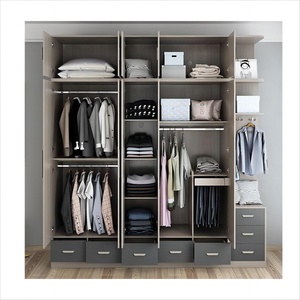 Placard pour chambre grande armoire de rangement largeur intérieur prêt-à-porter vestiaires placard rangement <span class=keywords><strong>organisation</strong></span> bois - Product Image 2