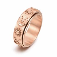Bague Tournante Anti-Stress en Acier Inoxydable, Motif Étoile Tendance Vintage, pour Couple, Mariage, Fiançailles, Cadeau Quotidien