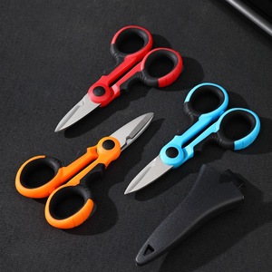 Stainless Steel Electrician Shears 3.5mm Thick Partially Serrated Blade Industrial Household Scissors Portable Wire Stripper - Product Image 1