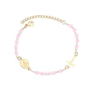 Bracelets de luxe pour femmes en acier inoxydable plaqué or 18 carats avec breloque croix religieuse Jésus pour filles, vente en gros - Product Image 5