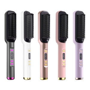 2 in 1 <b>Heating</b> Ceramic Ionic Brush Hair Straightener <b>Comb</b> Popular Fast <b>Heating</b> Hair Straightener Brush - Product Image 2