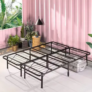 WEKIS Heavy Duty Full Over Hotel Square Tube Metal Bed Frame Black Double Size Metal