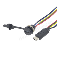 Kabel pengisian daya Jack pria Tipe C perempuan, dudukan Panel berulir 2/4/6 Pin tahan air kustom