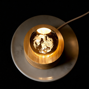3D Laser Engraved Crystal <b>Ball</b> Night Light USB <b>LED</b> Desk Lamp with Wooden Base, Romantic Gift for Her, Moon Galaxy Theme, - Product Image 3