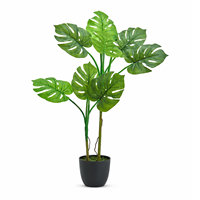 Plante artificielle réaliste Monstera Deliciosa avec pot blanc, décoration artificielle réaliste à feuilles fendues pour l'intérieur du salon