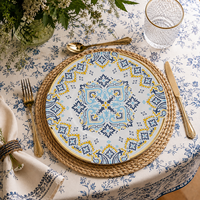 Assiettes de Dîner en Porcelaine Bleue à Motifs Floraux, Vente en Gros Direct Usine, Service de Table Vintage Style Italien en Porcelaine Fine Personnalisable