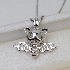 DIY Accessories S925 Silver Halloween Bat Pendant <b>Necklace</b> 6-8 Cage No Hole Pearl Empty <b>Holder</b> for Female Gold Number Cartoon - Product Image 3