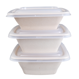 Phân hủy sinh học Takeaway vuông <span class=keywords><strong>container</strong></span> thực phẩm salad Bowl dùng một lần bã mía <span class=keywords><strong>container</strong></span> với nắp - Product Image 5