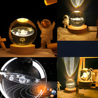 Lampe de nuit en cristal 3D miniature personnalisée avec base en bois, rechargeable par USB, LED blanc chaud, pour usage domestique