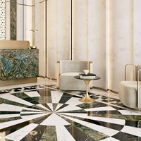 Mosaïque de marbre haut de gamme personnalisable, polie, coupée sur mesure, dalles de sol, design européen, imperméable, durable, pour cuisine et villa, tendance