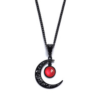 Vintage Punk koyu siyah hilal kolye noel takı hediye kadın kızlar için gotik kristal ay kolye