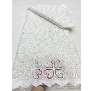 Toplace prezzo all'ingrosso <span class=keywords><strong>bianco</strong></span> <span class=keywords><strong>ricamato</strong></span> <span class=keywords><strong>Tulle</strong></span> dal cortile in rilievo Chiffon tessuto di pizzo matrimonio africano per abito da sposa - Product Image 6