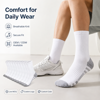 Chaussettes de sport blanches personnalisées avec logo, vente en gros, directement de l'usine, faible MOQ, en coton, talon et bout renforcés, respirantes, marque privée