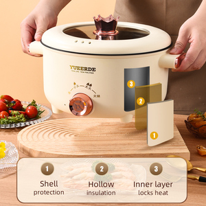 Многофункциональный Электрический кухонный горшок с антипригарным покрытием, электрический горячий горшок со стеклянной крышкой, отпариватель, электрическая плита - Product Image 5