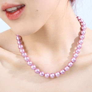 פנינים עגולות יפות טבעיות יפות בעבודת יד מתנה שרשרת פנינים טהורה - Product Image 6