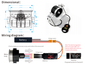 Captainrc EDF 90mm ダクトファン 6S 1550KV & 12S 950KV ブラシレスモーター <span class=keywords><strong>3</strong></span>.7KG 5KG 推力 カーボンファイバーブレード付き RCジェット用 - Product Image 6