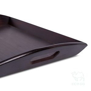 Plateau de service en bambou pour petit-déjeuner avec poignées, plateau de petit-déjeuner pour fête de mariage - Product Image 4