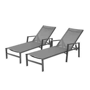 Factory Directly Sell Outdoor Lounge Garden Sun Lounge Pool Folding Chaise With Wheels