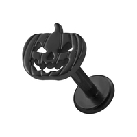 Labret sans filetage en titane G23 personnalisé Superstar, design citrouille, expression grimace, piercing pour la lèvre avant, tendance mariage, piercing corporel