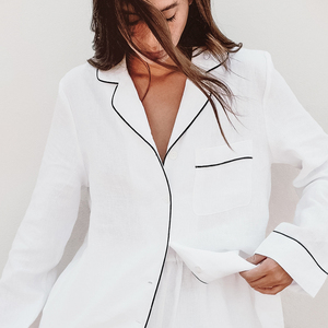 All'ingrosso della fabbrica del <span class=keywords><strong>pigiama</strong></span> bianco delle donne del cotone delle tasche a manica lunga Casual della camicia Shorts taglia <span class=keywords><strong>XS</strong></span> per l'estate traspirante comodo - Product Image 1