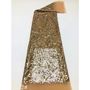 Bestickter Netzstoff mit Pailletten, Cheongsam, Afrikanische Spitze, Pflanzen- und Blumenmuster, Hochzeit, 100% Polyester, 130cm Breite - Product Image 5