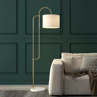 Vente directe d'usine européen classique de luxe salon canapé côté base en marbre lampadaire avec abat-jour en tissu de tambour