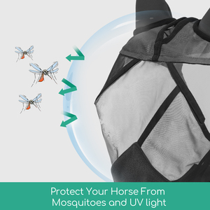 Nobleza Black Horse Care Fly Mask con funzione Anti-zanzara traspirante copre le orecchie - Product Image 6