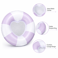 Bouée de natation gonflable OEM, rose à rayures, avec fond en maille, en PVC sans phtalates, jouet aquatique, transat pour adulte, personnalisable