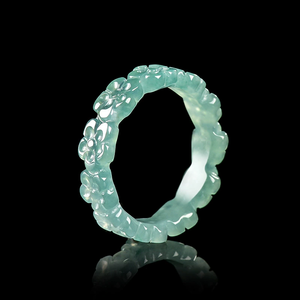 Natural genuine jade blue water three-dimensional peach blossom <b>ring</b> ice-grade jade for <b>couples</b> for both men and women style - Product Image 2